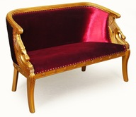 Złota sofa kanapa rzeźbiona łabędź tapicerowana w stylu empire 83103b