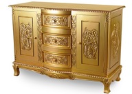 Zlatá komoda 120 cm skrinka ludwik rokoko z masívneho dreva 78324