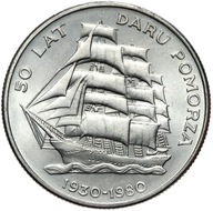 Poľsko PRL - minca - 20 Zlatých 1980 - PLACHETNICA DAR POMORANSKA 1930-1980 UNC