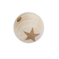 2szt. koraliki drewniane ok. 19mm z gwiazdką