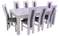 BIAŁY NOWOCZESNY ZESTAW stół do 300cm i 8 krzeseł