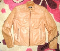 Elegancka krótka BEŻOWA ECRU jasna kremowa KURTKA SKÓRZANA damska 38 40 L