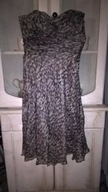 MONSOON MAXI DRESS GREY ANIMAL PRINT SILK 100% 42