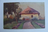 E. WRZESZCZ WIEJSKA CHATA przedwojenna POCZTÓWKA