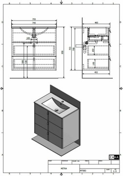 Шкаф под умывальник SoftClose 75,5x70x46см бордовый