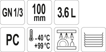 POJEMNIK GASTRONOMICZNY POLIWĘGLAN PC GN 1/3 100MM