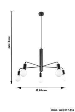 Sollux Lampa Sufitowa Wisząca Loft Zwis DUOMO 5