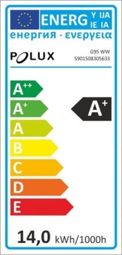 E27 G95 Светодиодная лампа 14Вт 1250лм POLUX 3000К Теплая