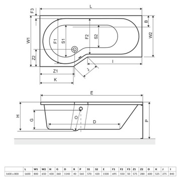 ВАННА Excellent BE SPOT 160 L/R – экран и смеситель