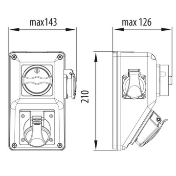 Rozdzielnica stacjonarna R-BOX KOMPAKT 1x32A/5P 1x250V, wył. L/P B.325/1/LP