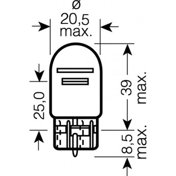 ЛАМПОЧКА ЛАМПОЧКА W21/5W 12V HELLA GLASS T20 W3x16q