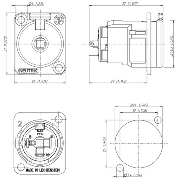 NEUTRIK NJ3FP6C-BAG разъем JACK стереопанели