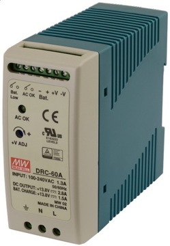 Буферный источник питания DIN Mean Well DRC-60A 12 В 2,8 А