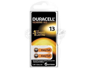 6 батареек DURACELL 13 для слуховых аппаратов