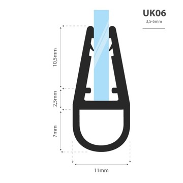 Uszczelka prysznicowa półokrągła 50cm 3,5 5 mm