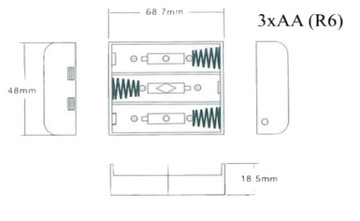 КОРЗИНА ДЛЯ БАТАРЕИ 3x AA R6 ПЕРЕКЛЮЧАТЕЛЬ 3R6