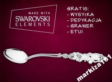 СЕРЕБРЯНАЯ ЛОЖКА С ЦИРКОНАМИ SWAROVSKI ДЛЯ КРЕЩЕНИЯ