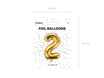 Воздушный шар 2 золотых на день рождения 35см 1шт FB10M-2-019