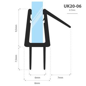 Uszczelka kabiny prysznicowej 90cm 6 7 mm UK20