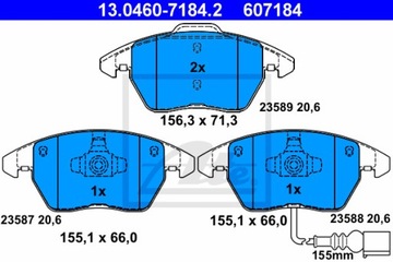 Колодки передние диски ATE — VW JETTA IV 288 мм