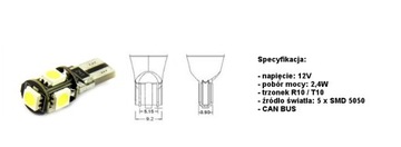CAN BUS 5 x 5050 12 В R10 W5W без ошибок компьютера