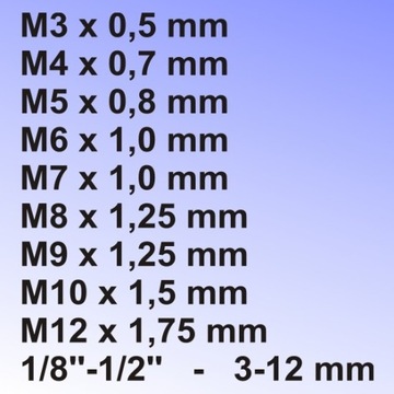 НАБОР ПЛАСТИН DEDRA, МЕТКИ M3-M12 WOLF 0779