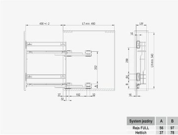 REJS CARGO MULTI RIGHT SIDE 150/2 HETTICH СЕРЕБРЯНЫЙ