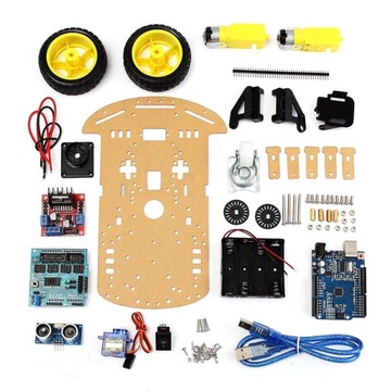 РОБОТ ARDUINO GENUINO UNO R3 АВТОМОБИЛЬНЫЙ КОМПЛЕКТ 2WD ULTRASONIC