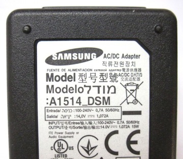 Блок питания 14В 1,072А 1А 15Вт samsung LCD A1514_DSM