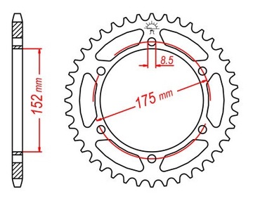 ЗАДНЯЯ ЗВЕЗДОЧКА JT DT 125 X R WR 125 TDR R X