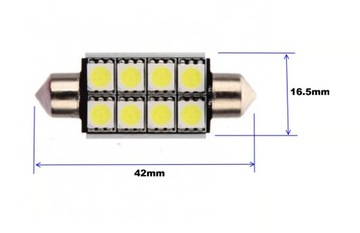 żarówka LED SV8.5 12V CANBUS 42mm C3W, C5W, biała