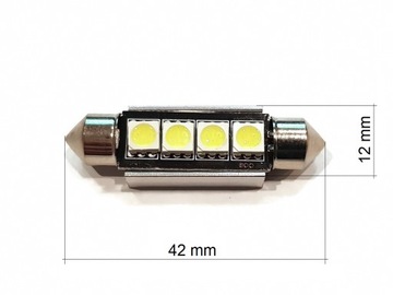 ЛАМПОЧКА 4 LED 5050 SMD ТРУБА 42мм C5W C10W CANBUS