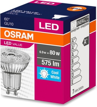 Светодиодная лампа GU10 6,9 Вт 80 Вт 575 лм 4000 К 60 градусов OSRAM