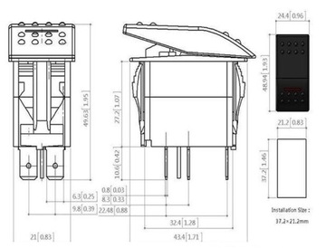CARLING PRZELACZNIK IP68 WLACZNIK LED 12-24V 20A NIEBIESKI ENGINE START