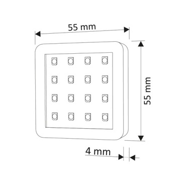 КОМПЛЕКТ из 3-х точечных светильников LED SQUARE 1,5 Вт, подшкафный