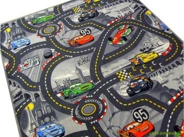 DYWAN DISNEY CARS ULICE MIASTO AUTA 180x200 SZARY