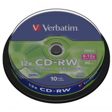 Verbatim CD-RW | 700 МБ | х12 | коробка для тортов 10 шт.