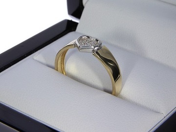 Pierścionek złoty 14K serc* brylant* r. 19 LgP476