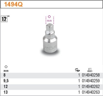 НАСАДКА ДЛЯ КВАДРАТНОЙ МАСЛЯНОЙ ПРОБКИ 13 мм BETA 1494Q