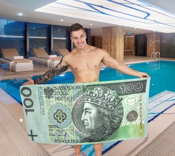 RĘCZNIK MILIONERA banknot 100 zł 76x152 cm