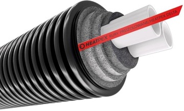 Предизолированная труба 2x50 двойная HeatPex Delta PEX Heat Duo 50x4,6/200 для центрального отопления