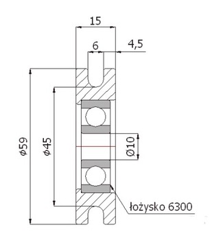 FI 59 МЕТАЛЛИЧЕСКИЙ РОЛИК С КАБЕЛЕМ FI 6 ТЯЖНОЙ РОЛИК