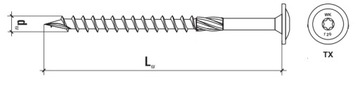 СТОЛЯРНЫЕ ВИНТЫ 8x380 TORX С ПЛАСТИННОЙ ГОЛОВКОЙ 1шт.