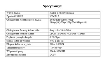 ROZGAŁĘŹNIK SPLITTER HDMI 1x8 MRS 4K 1.4
