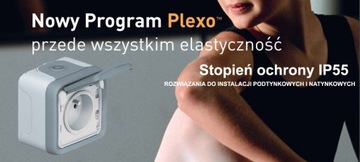 PLEXO ŁĄCZNIK PODWÓJNY PODTYNKOWY IP55 SZARY