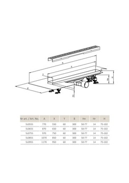 Линейный слив SLIM Radaway 55 см Решетка Basic