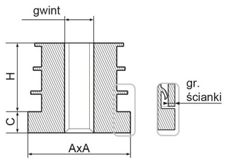 WKŁAD GWINTOWANY DO PROFILU 30X30 GWINT M10 8 szt.