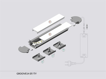 GROOVE14 анодированный алюминиевый профиль для светодиодной ленты