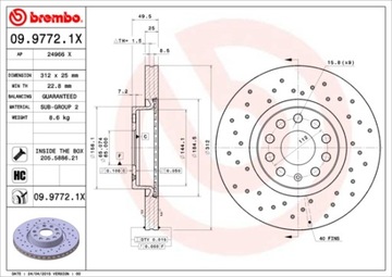 ПЕРЕДНИЕ ДИСКИ BREMBO XTRA PASSAT B6 B7 B8 CC 312мм