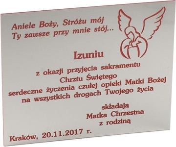 TABLICZKA CHRZEST PAMIĄTKA CHRZTU GRAWER 6,5x5,4cm